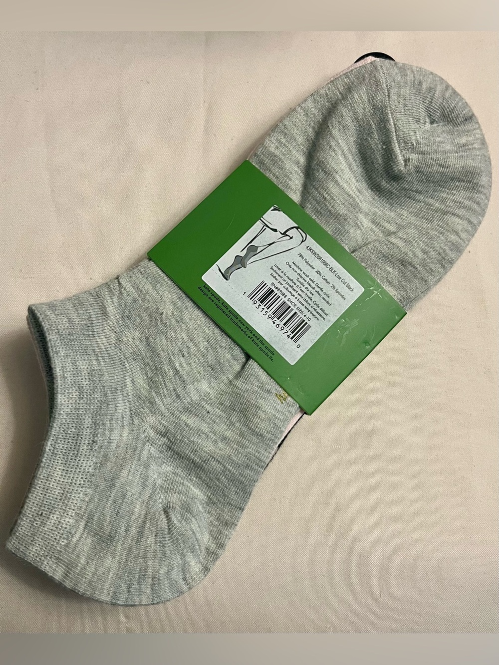 KATE SPADE Women's Multicolor Low-Cut Socks. Size: 4-10. Black, Pink, & Gray. - Picture 3 of 5
